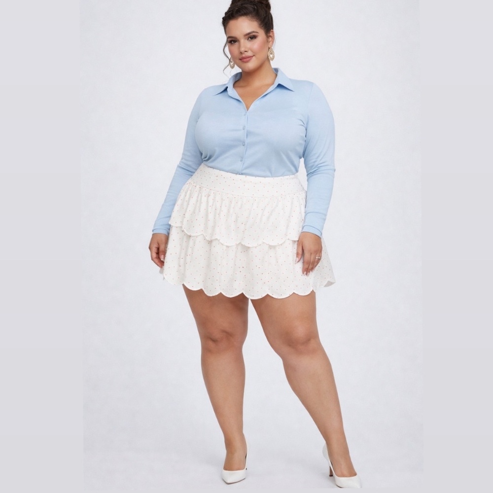 NWT a Lilly Pulitzer Cuddy Skirt in Resort with a polka dot pattern